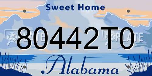 80442T0 Alabama License Plate