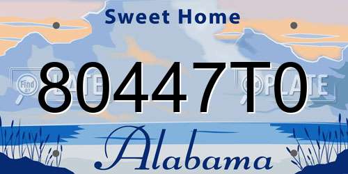 80447T0 Alabama License Plate