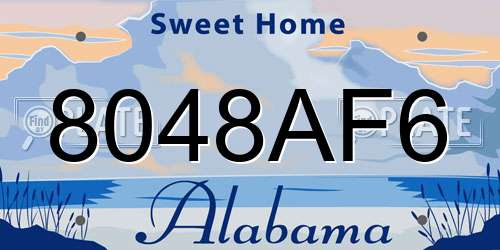 8048AF6 Alabama License Plate