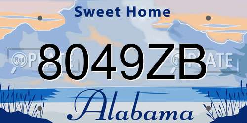 8049ZB Alabama License Plate