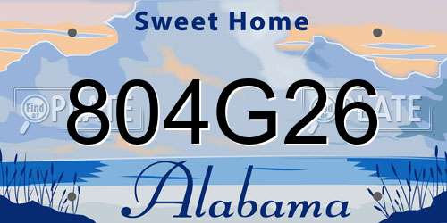804G26 Alabama License Plate