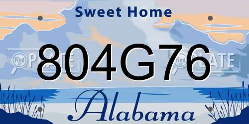 804G76 Alabama License Plate