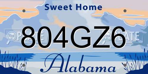 804GZ6 Alabama License Plate