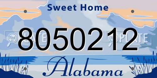 8050212 Alabama License Plate