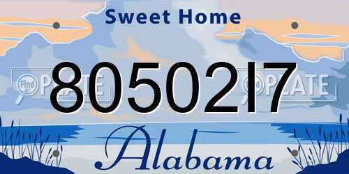 80502I7 Alabama License Plate