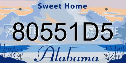 80551D5 Alabama License Plate