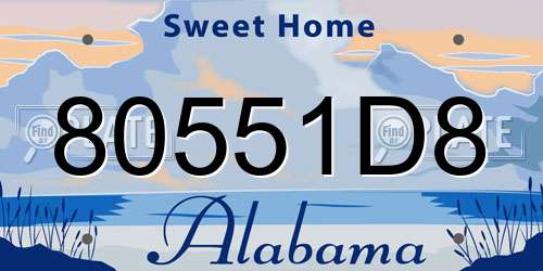 80551D8 Alabama License Plate