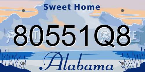 80551Q8 Alabama License Plate