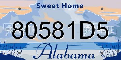 80581D5 Alabama License Plate