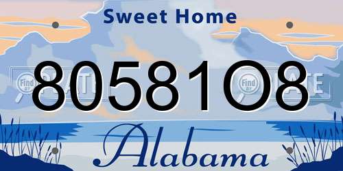 80581O8 Alabama License Plate