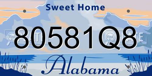 80581Q8 Alabama License Plate
