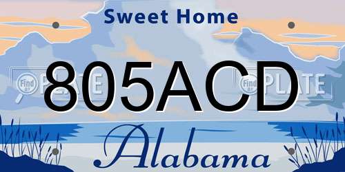 805ACD Alabama License Plate