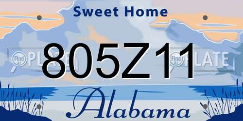 805Z11 Alabama License Plate