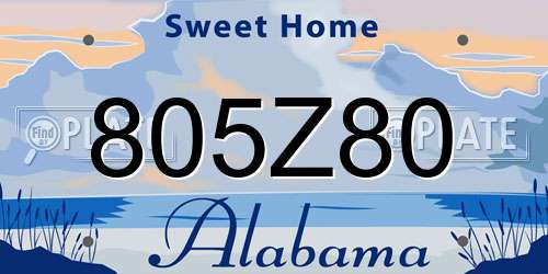 805Z80 Alabama License Plate