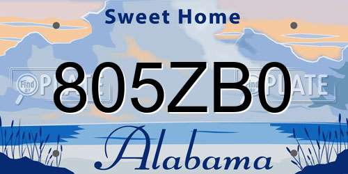 805ZB0 Alabama License Plate