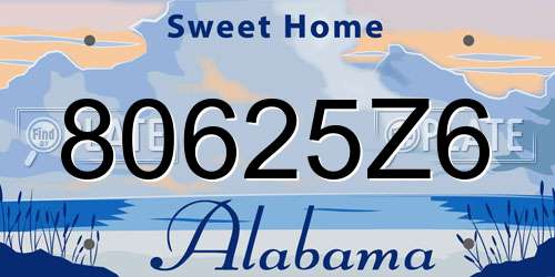 80625Z6 Alabama License Plate
