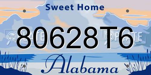 80628T6 Alabama License Plate