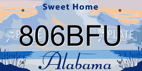 806BFU Alabama License Plate