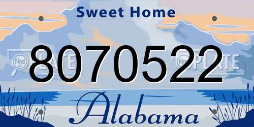 8070522 Alabama License Plate
