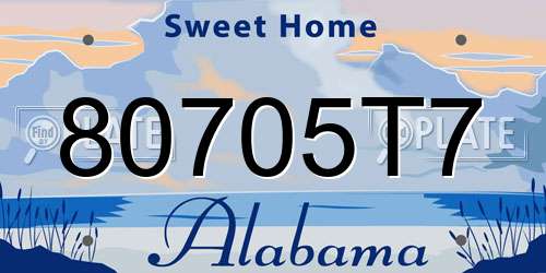 80705T7 Alabama License Plate