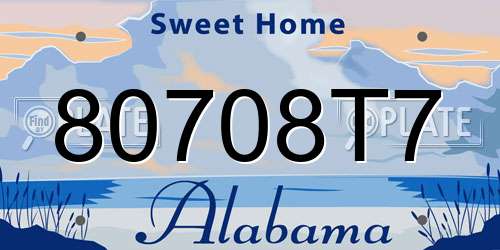 80708T7 Alabama License Plate