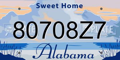 80708Z7 Alabama License Plate