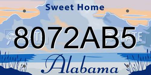 8072AB5 Alabama License Plate