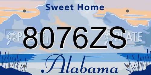 8076ZS Alabama License Plate