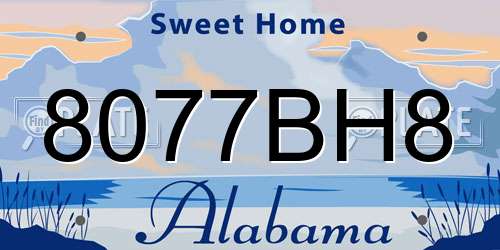 8077BH8 Alabama License Plate