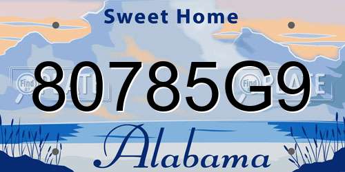 80785G9 Alabama License Plate