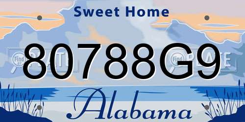 80788G9 Alabama License Plate