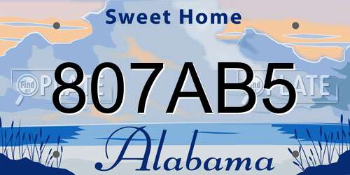 807AB5 Alabama License Plate