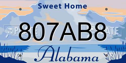807AB8 Alabama License Plate