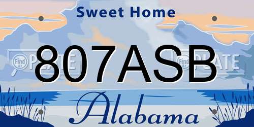 807ASB Alabama License Plate