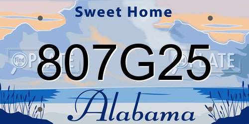 807G25 Alabama License Plate