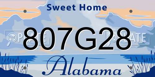 807G28 Alabama License Plate