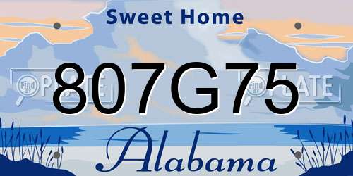 807G75 Alabama License Plate