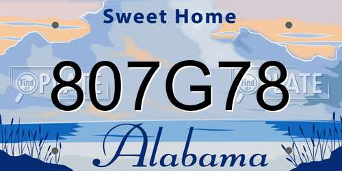 807G78 Alabama License Plate