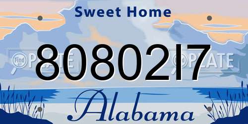 80802I7 Alabama License Plate
