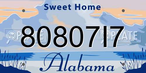 80807I7 Alabama License Plate