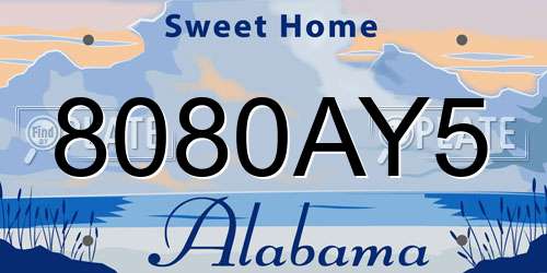 8080AY5 Alabama License Plate