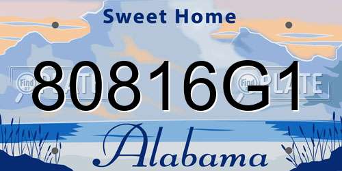 80816G1 Alabama License Plate