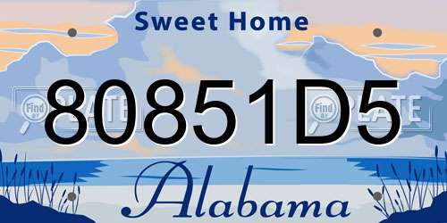 80851D5 Alabama License Plate