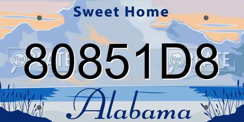 80851D8 Alabama License Plate