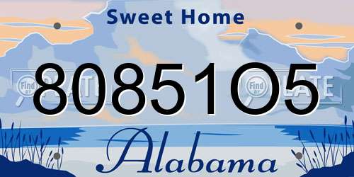80851O5 Alabama License Plate