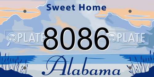 8086 Alabama License Plate