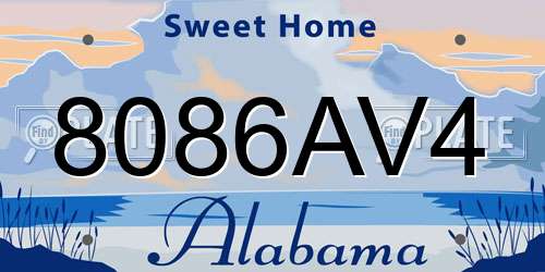 8086AV4 Alabama License Plate