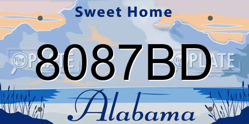 8087BD Alabama License Plate
