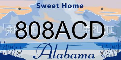 808ACD Alabama License Plate