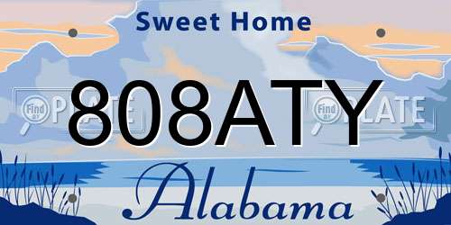 808ATY Alabama License Plate